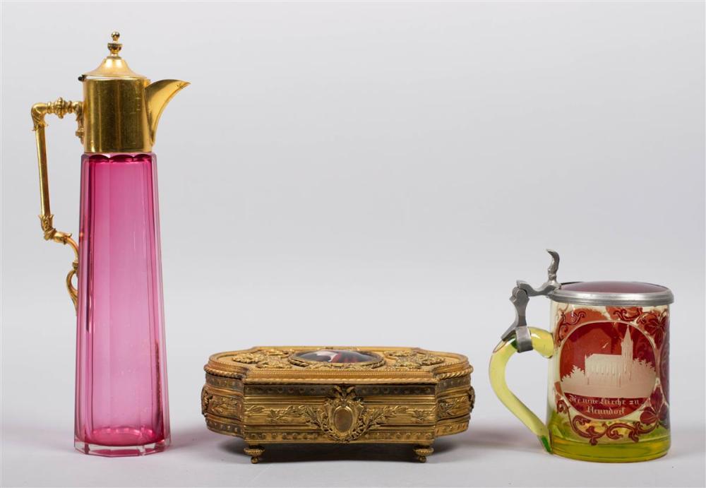 GILT METAL TRINKET BOX WITH LIMOGES