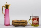 GILT METAL TRINKET BOX WITH LI
