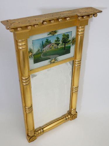 GILT MIRROR WITH EGLOMISE COUNTRY