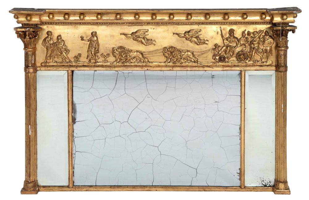GILT OVERMANTEL MIRROR LATE 19TH