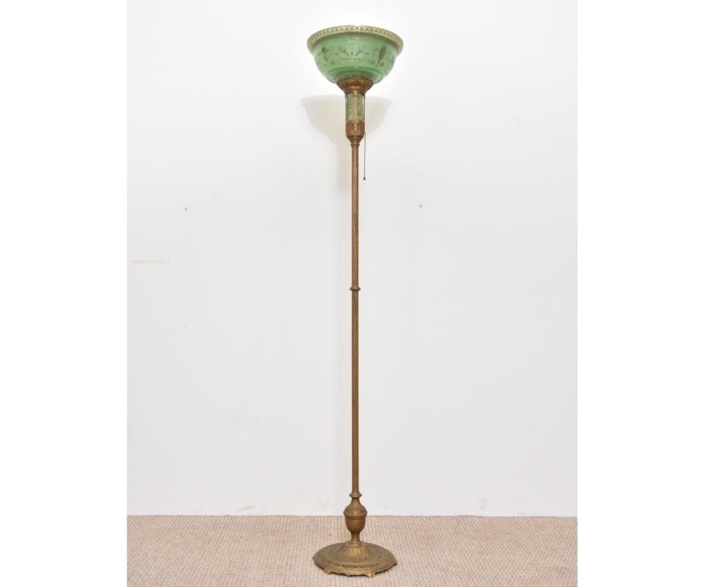 Gilt painted metal floor lamp