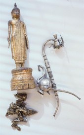 GILT PAINTED WOOD FIGURE OF DE
