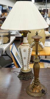 GILT PATINATED METAL LAMP BASE