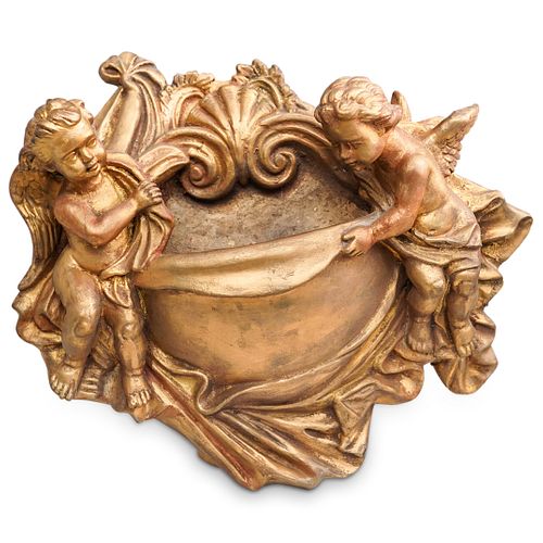 GILT PLASTER PUTTI ANGEL WALL