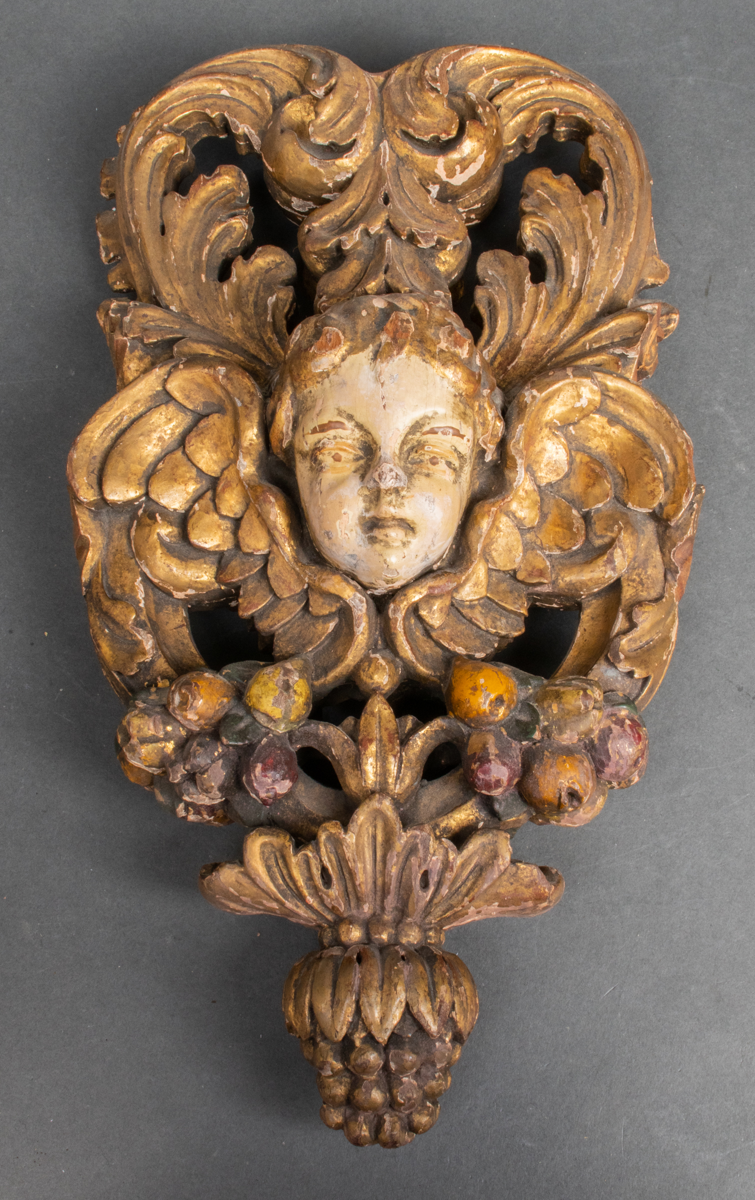 GILT & POLYCHROME WOOD CHERUB