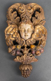 GILT & POLYCHROME WOOD CHERUB