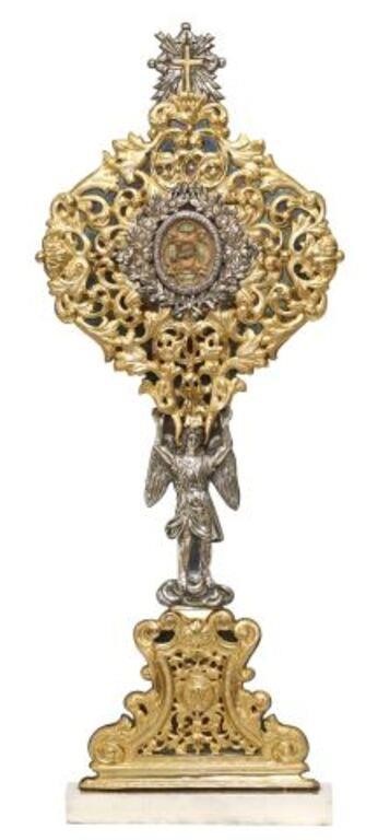 GILT & SILVERED METAL RELIQUARY &