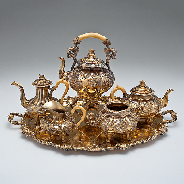 Gilt-Silverplated Coffee and Tea
