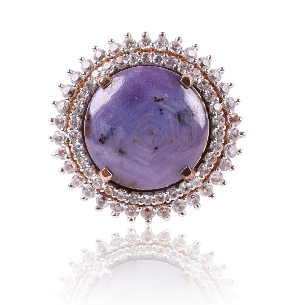 GILT STERLING STAR RUBY AND WHITE