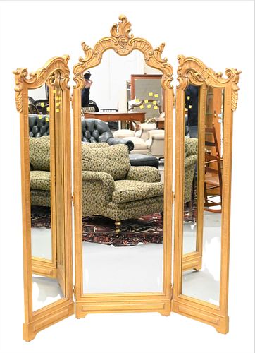 GILT THREE-PART DRESSING MIRRORGilt