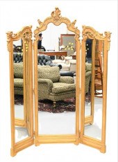 GILT THREE-PART DRESSING MIRRO