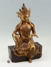 GILT TIBETAN BRONZE KWAN-YIN: