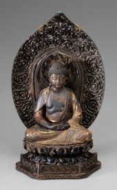 Gilt Wood Amida Buddha Japanes
