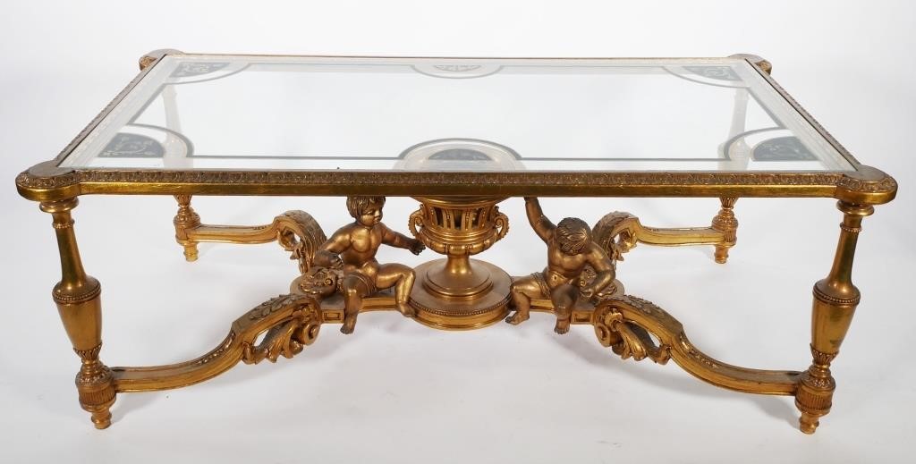 GILT WOOD AND GLASS TABLELow