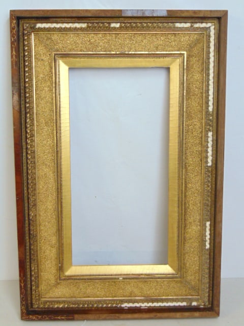 GILT WOOD FRAME, RABBET, BURL