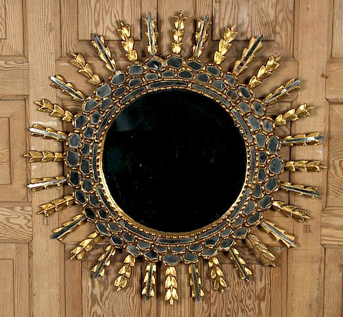 GILT WOOD STARBURST MIRROR MANNER