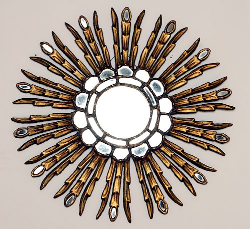 GILT WOOD STARBURST MIRROR MANNER