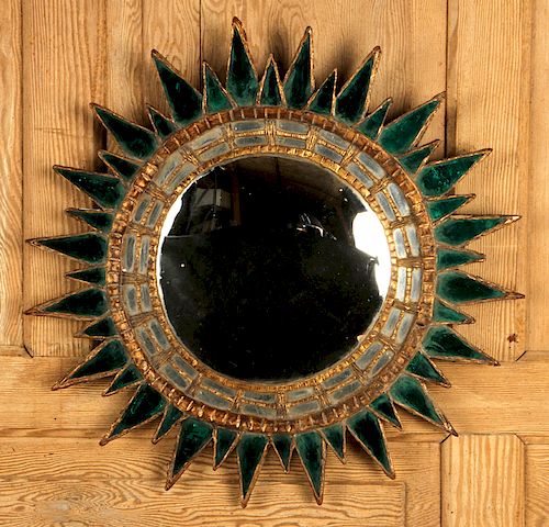 GILT WOOD SUNBURST MIRROR MANNER