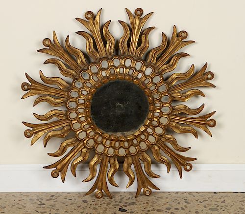 GILT WOOD SUNBURST MIRROR MANNER