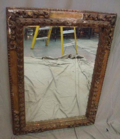 Giltwood Carved And Gessoed Mirror.