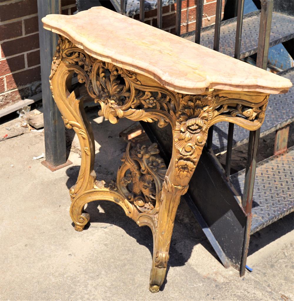 GILTWOOD CARVED WALL TABLE WITH