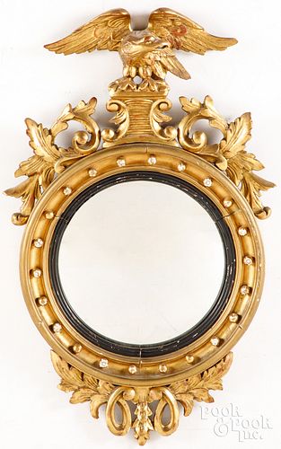 GILTWOOD CONVEX MIRROR, LATE 19TH