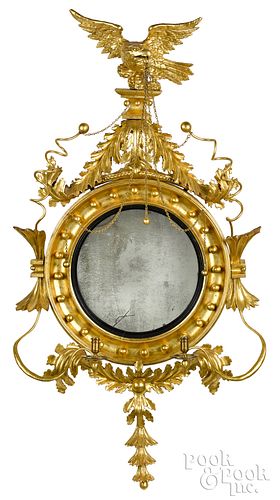 GILTWOOD GIRANDOLE MIRROR, CA.
