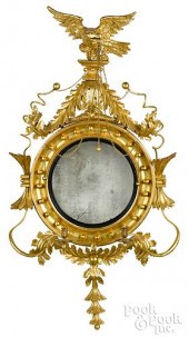 GILTWOOD GIRANDOLE MIRROR, CA.
