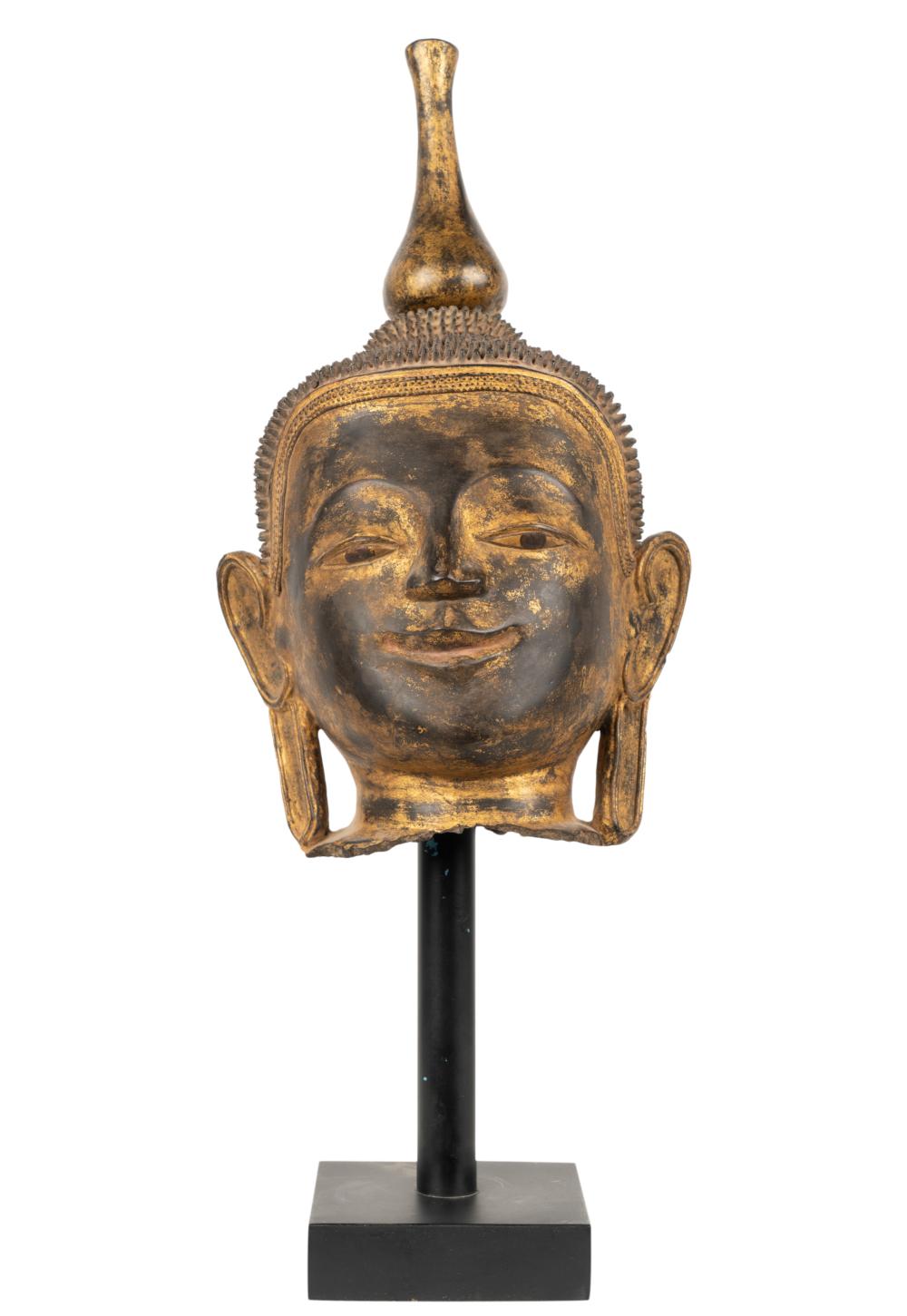 GILTWOOD HEAD OF BUDDHAGiltwood