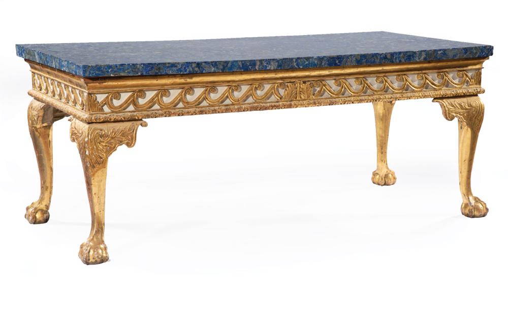 GILTWOOD, LAPIS-VENEERED MARBLE