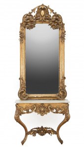 GILTWOOD PIER MIRROR AND CONSO