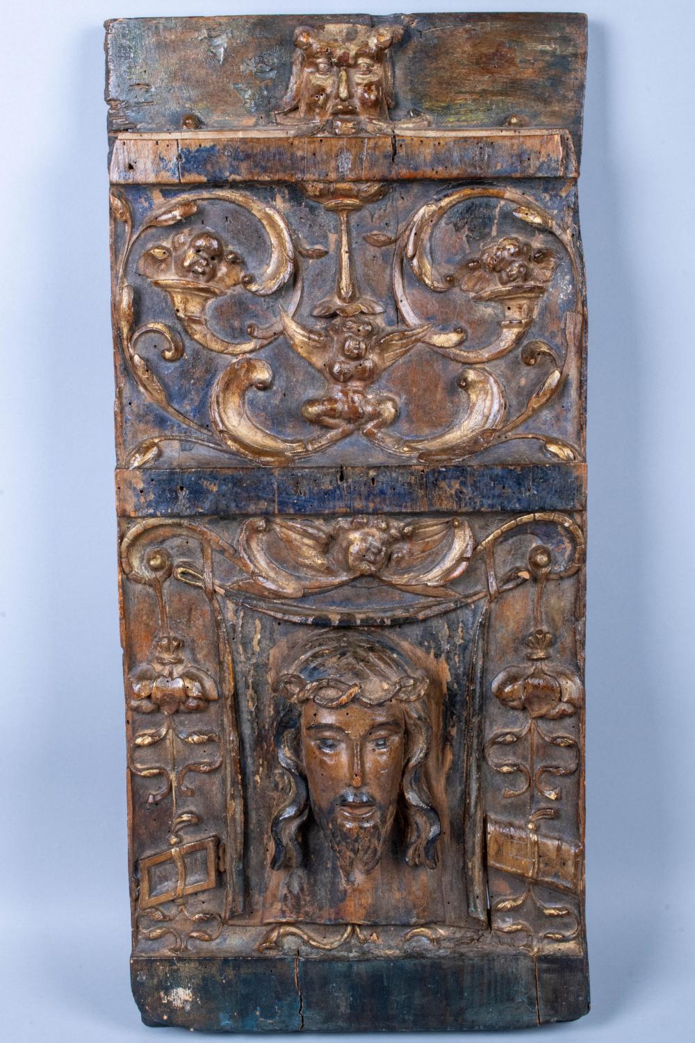 GILTWOOD RELIEF PANEL CARVED WITH