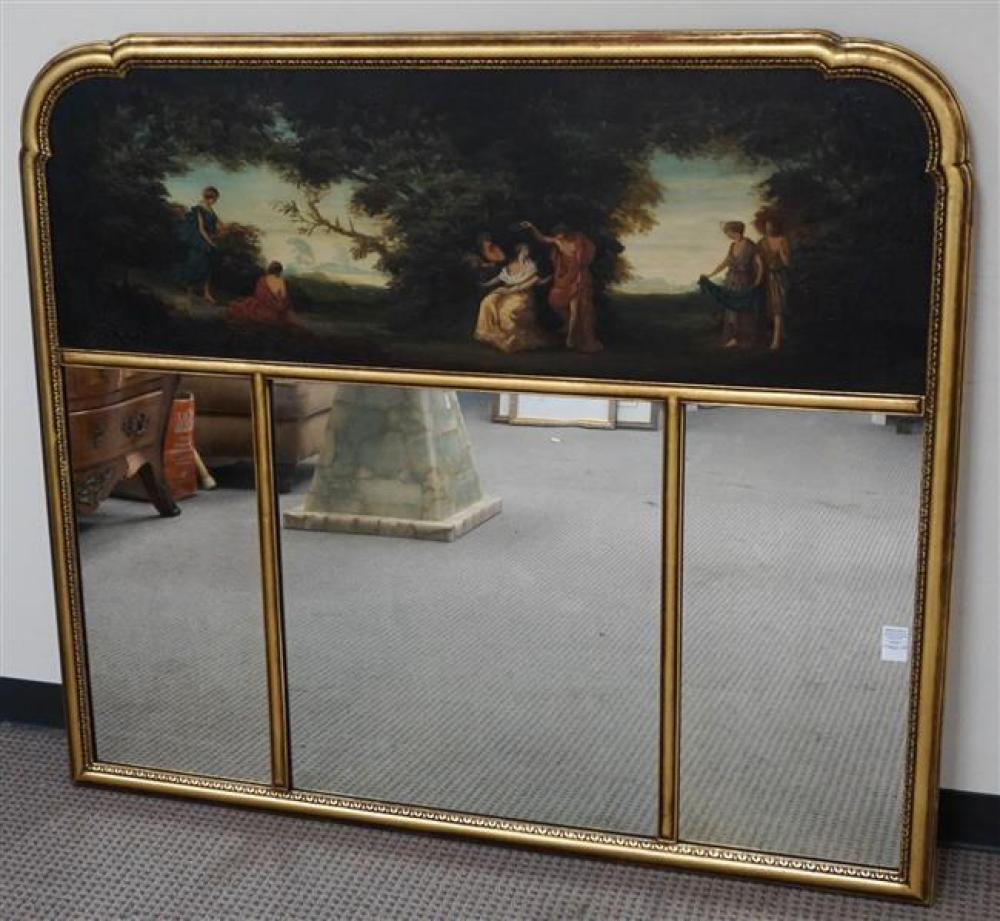 GILTWOOD TRUMEAU MIRROR, 49-1/4 X