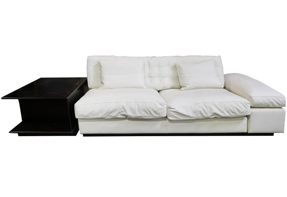 GIORGETTI WHITE LEATHER SOFA AND