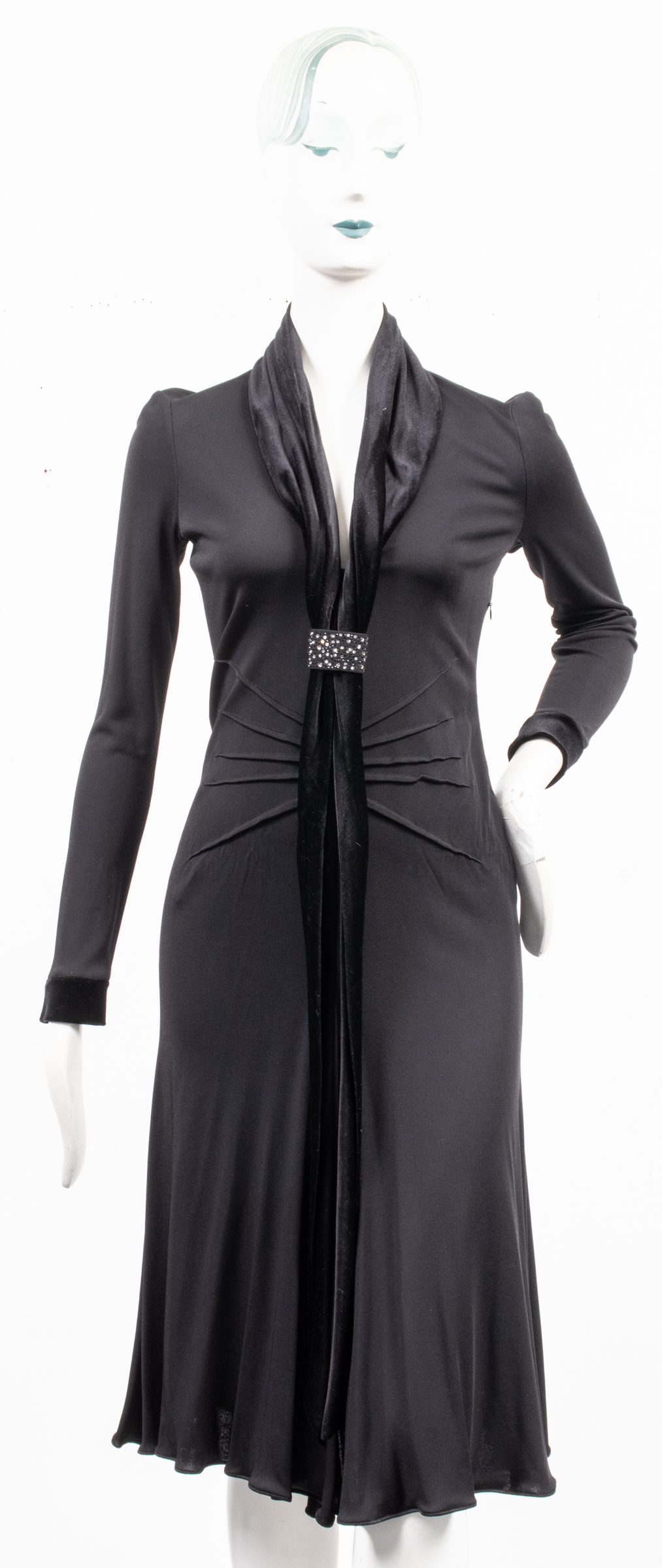 GIORGIO ARMANI BLACK VELVET TRIMMED