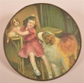GIRL WITH PUPPY AND SAINT BERN
