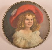 GIRL WITH RED HAT AND LACE DRE