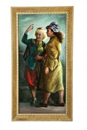 GIRLS HAILING A TAXI BY CLYDE