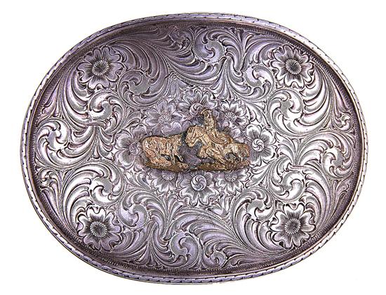 Gist silvered belt buckle plate