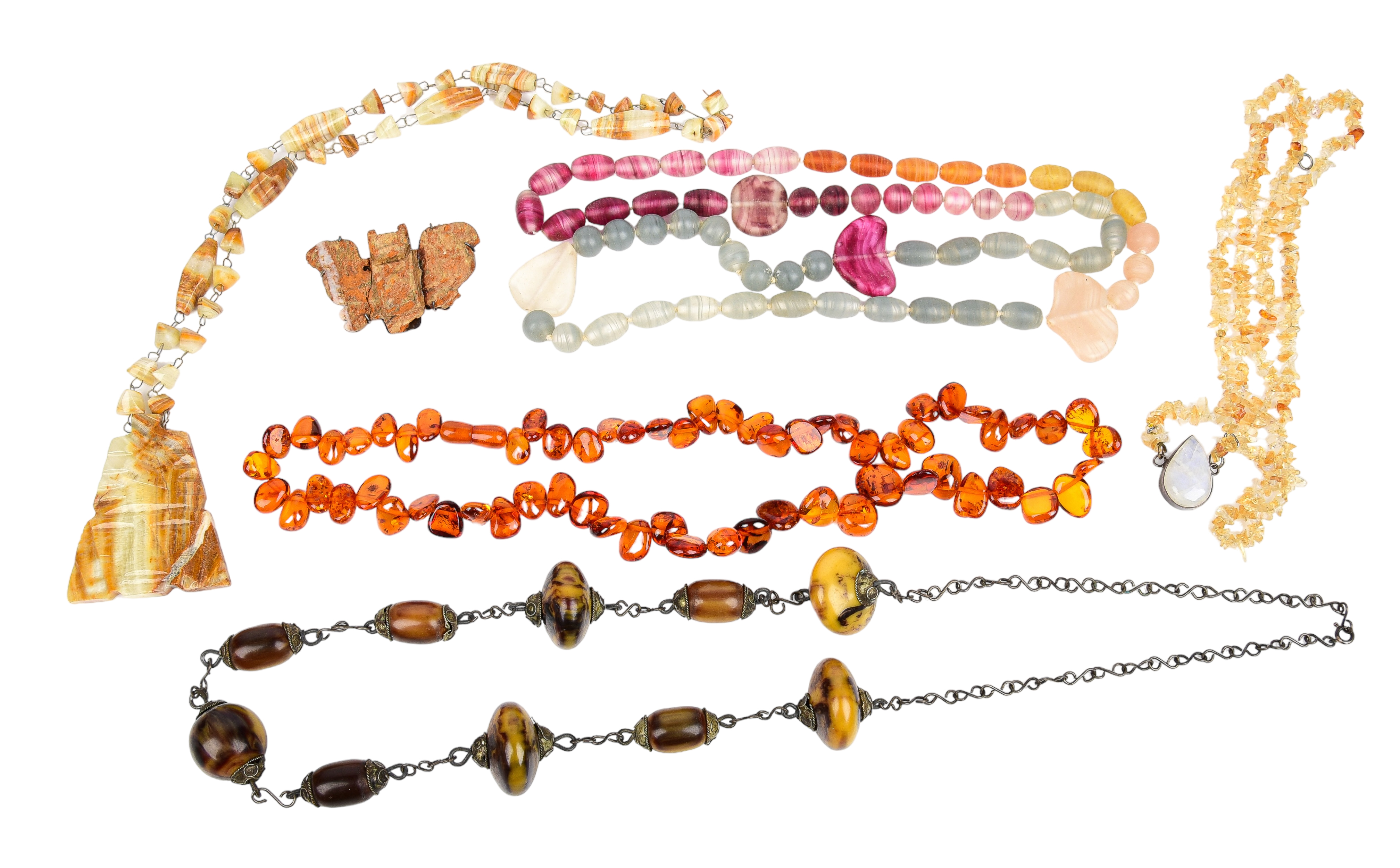 Glass, amber and stone jewelry