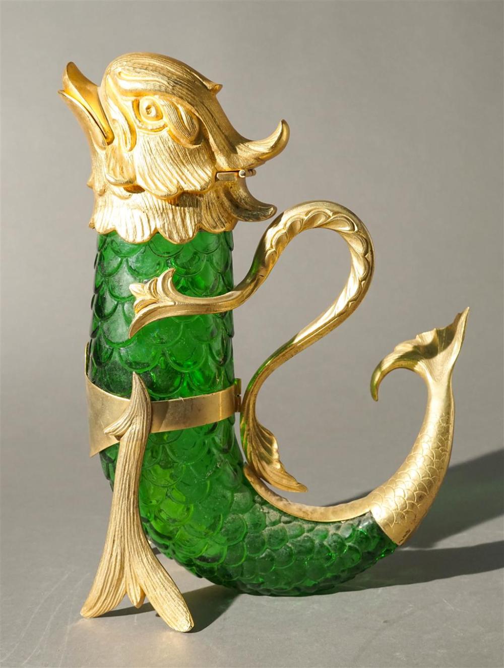 GLASS AND BRASS DOLPHIN-FORM