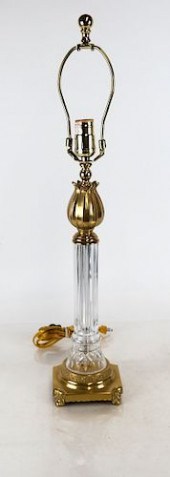 GLASS AND BRASS TABLE LAMPTabl