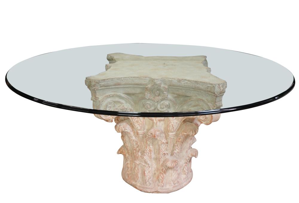 GLASS AND FAUX STONE DINING