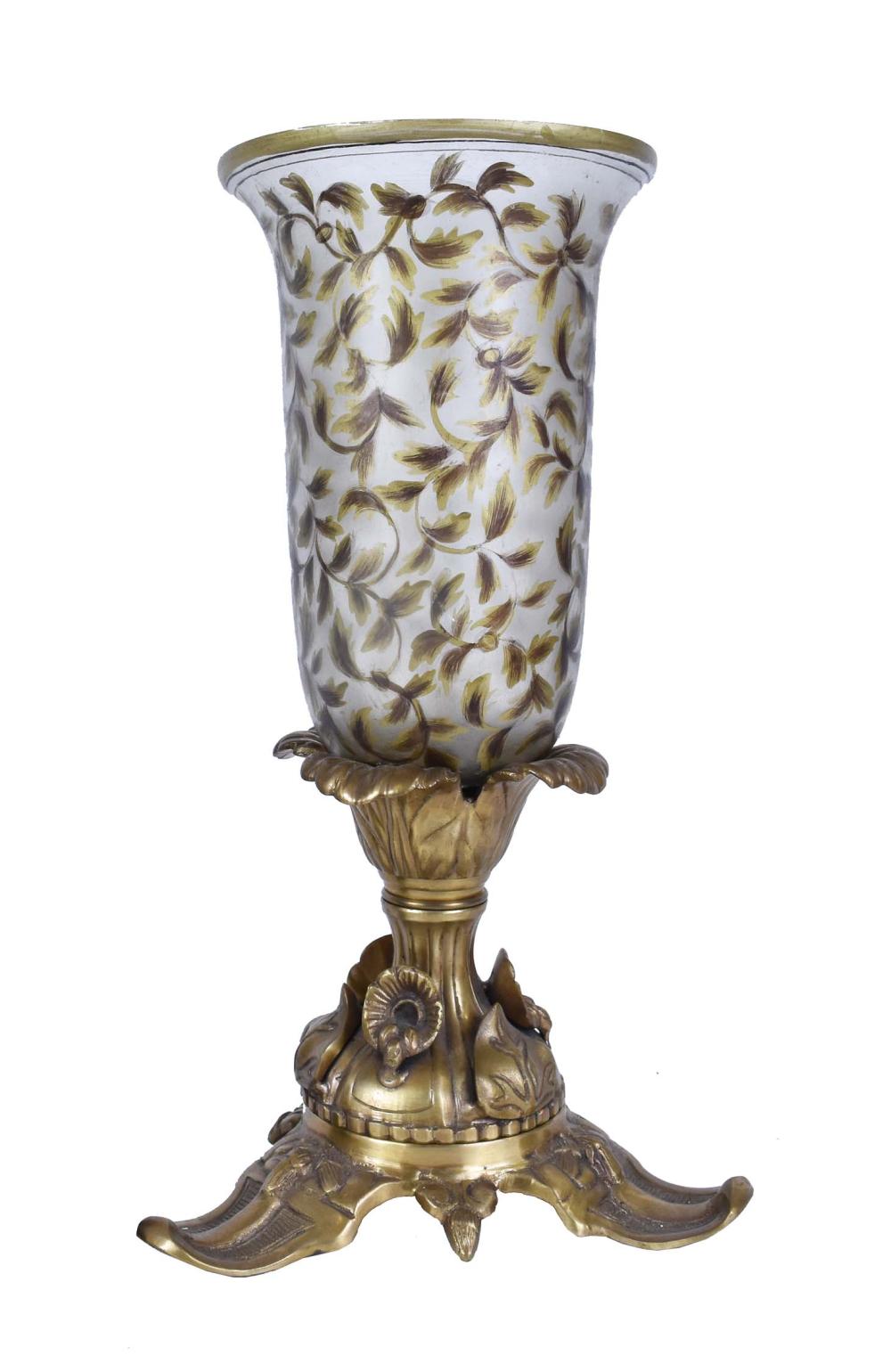 GLASS AND GILT BRONZE HURRICANE