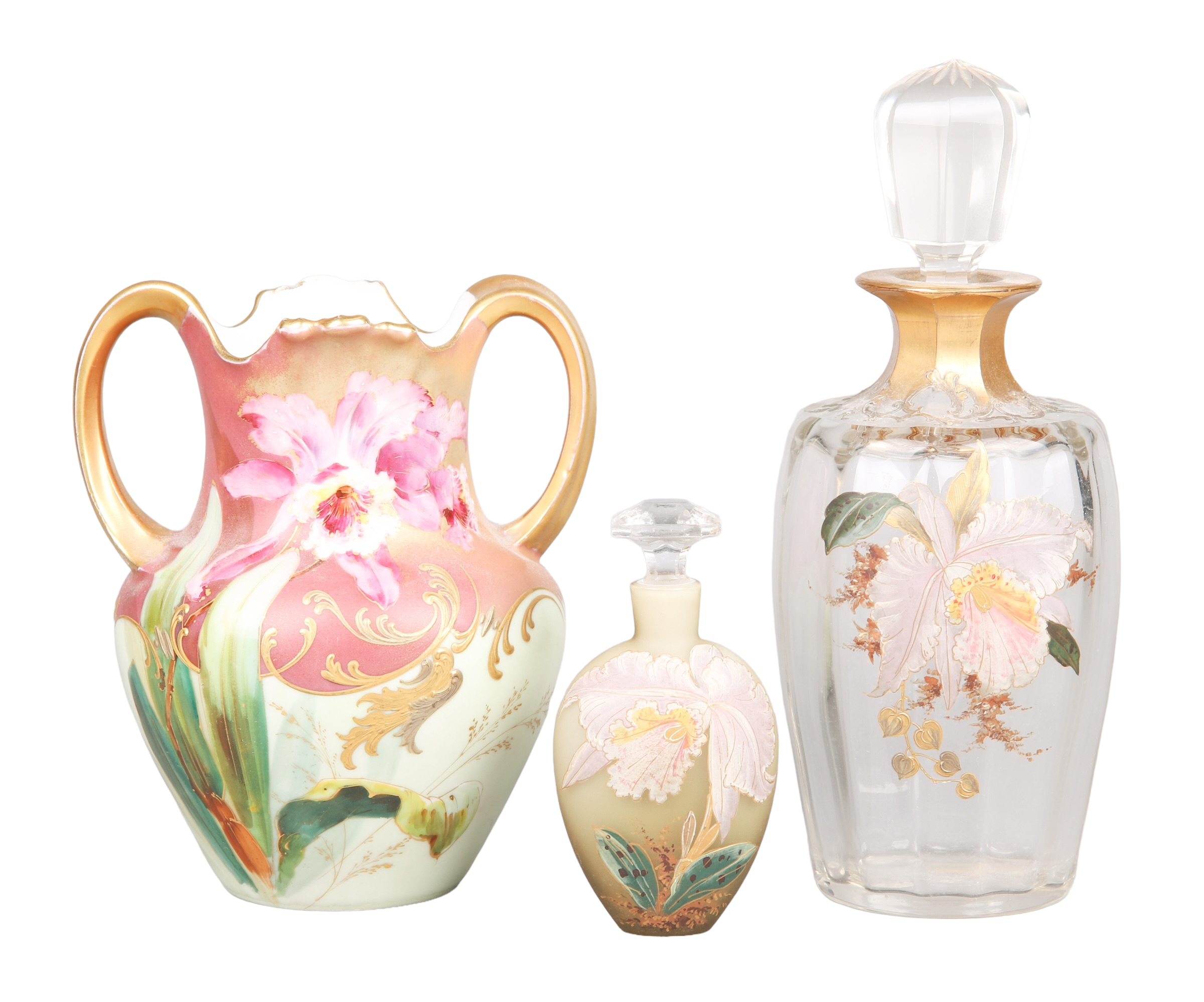 Glass and porcelain scent bottles