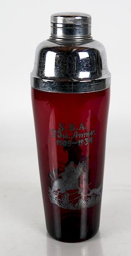 GLASS AND SILVER MARTINI SHAKER,