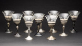 GLASS AND STERLING WINE GLASSE