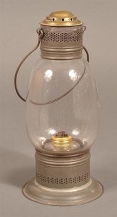 GLASS AND TIN BARN LANTERN.Gla
