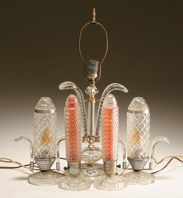 Glass Art Deco lights; one pair