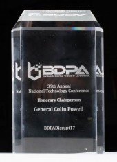 GLASS AWARD FROM THE B.D.P.A.